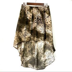 NWOT MOA USA Womens Leopard Print High Low Hem Skirt Size L